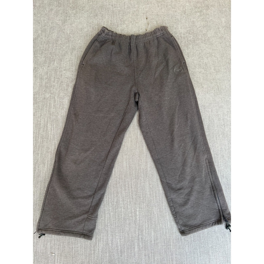 Reebok Sweatpants Mens XL Gray Fleece Lined Ankle Zip Elastic Waist Drawstring